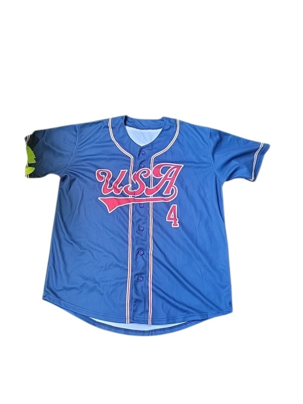 Mens Blue 'USA' Baseball Jersey Shirt #4